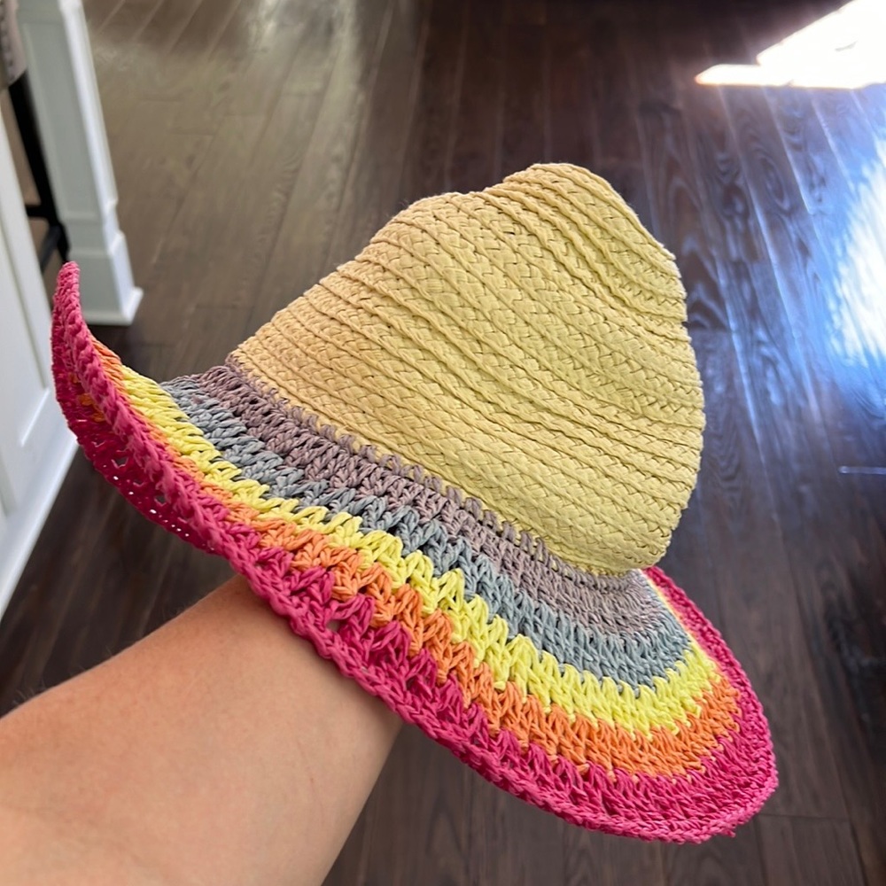 Girls paper sun hat rainbow 🌈